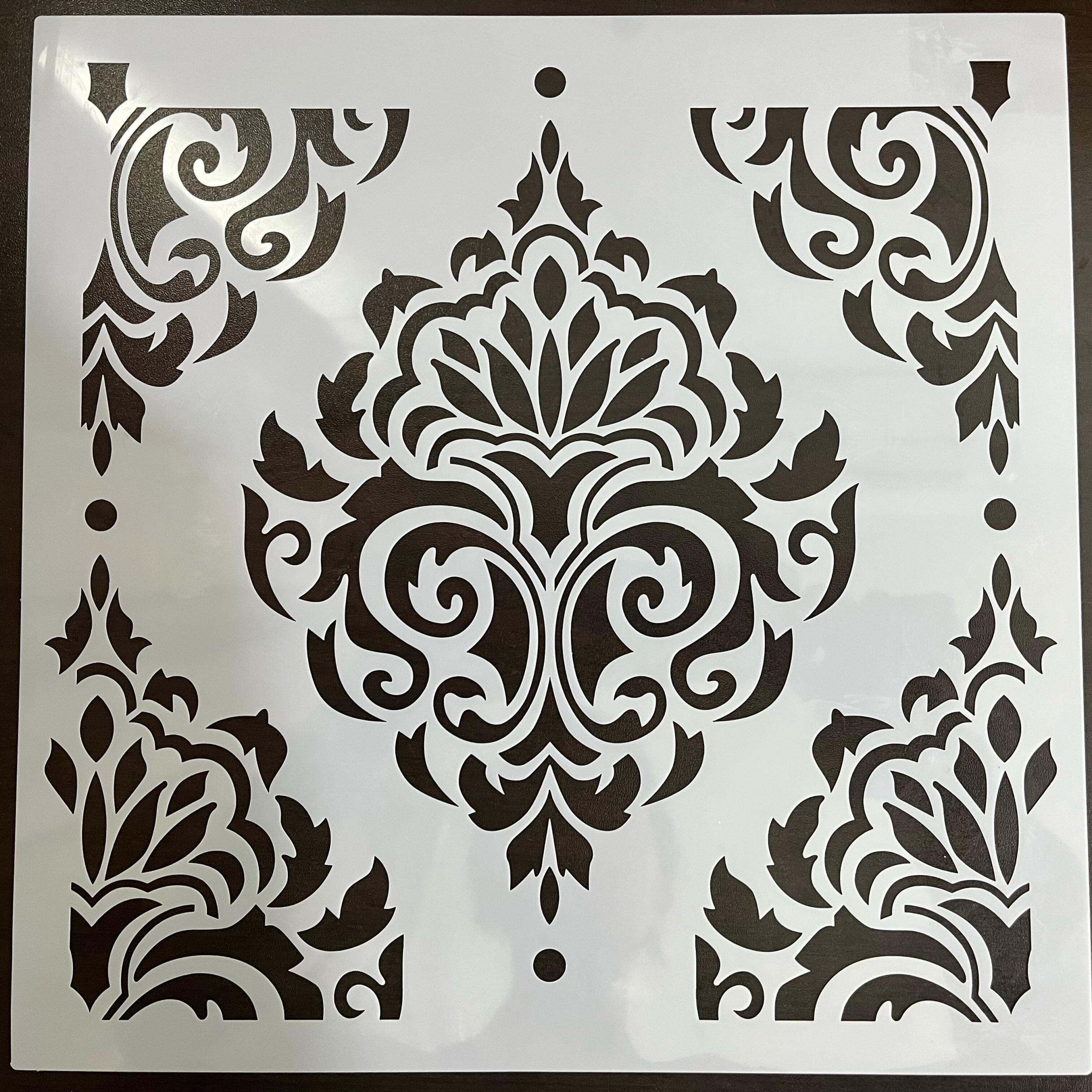 Large Flower Damask Stencil Template for Home DIY Painting