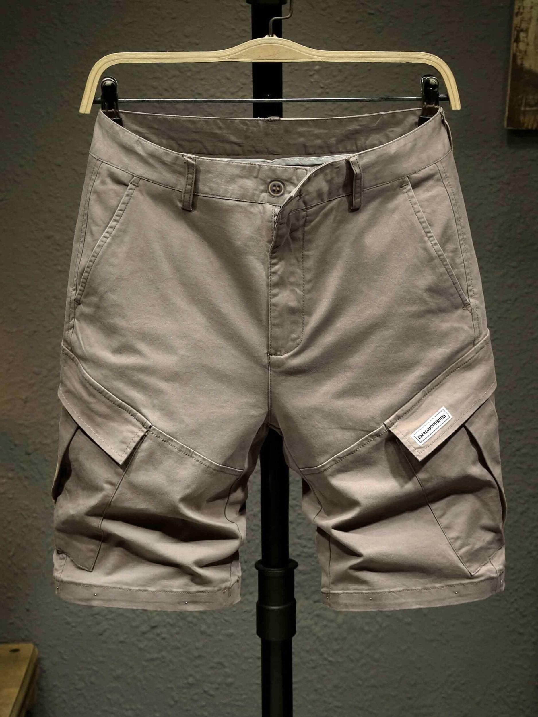 Men's Casual Cargo Shorts with Button Pockets