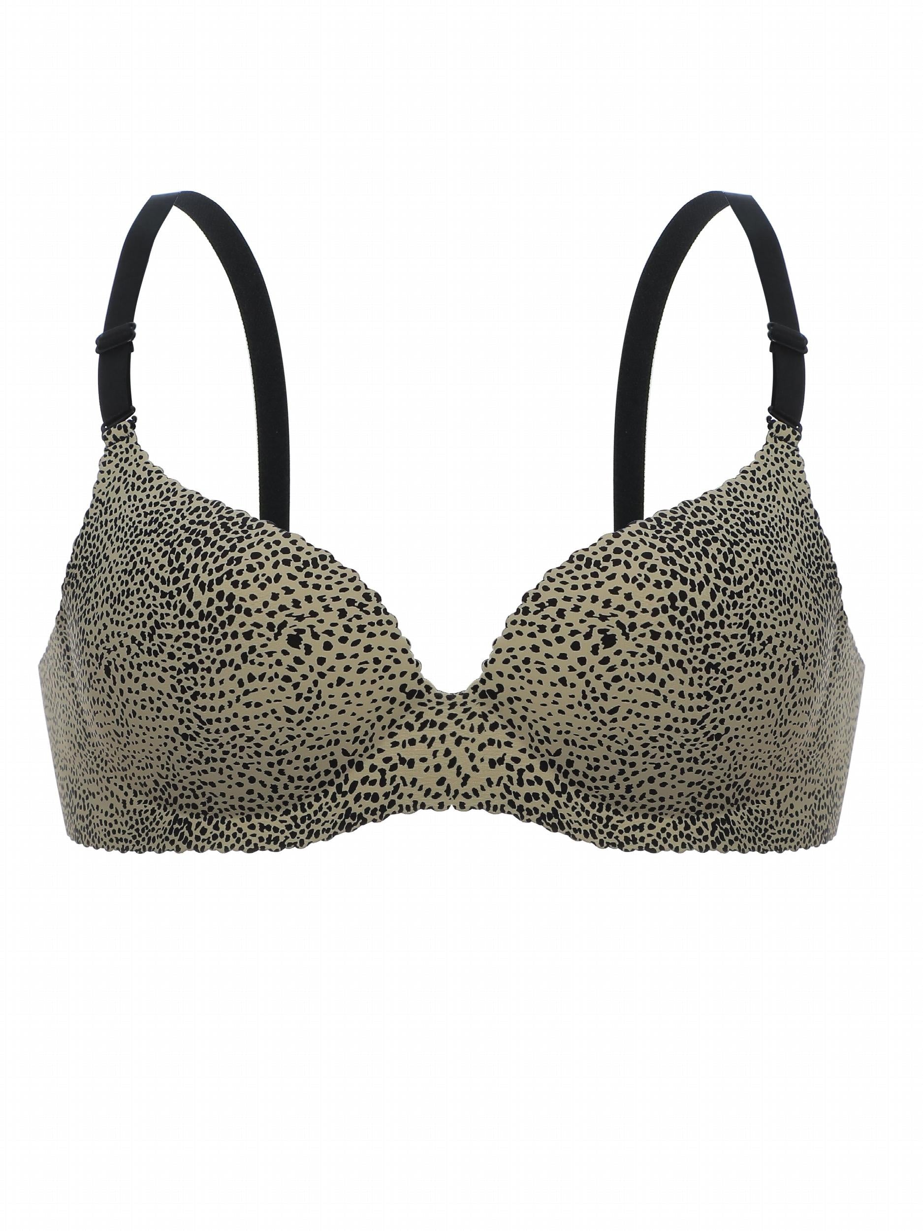 Leopard Print Push Up Bra High Support T shirt Bra Women's Lingerie