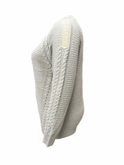 Solid Cable Long Sleeve Round Neck Sweater