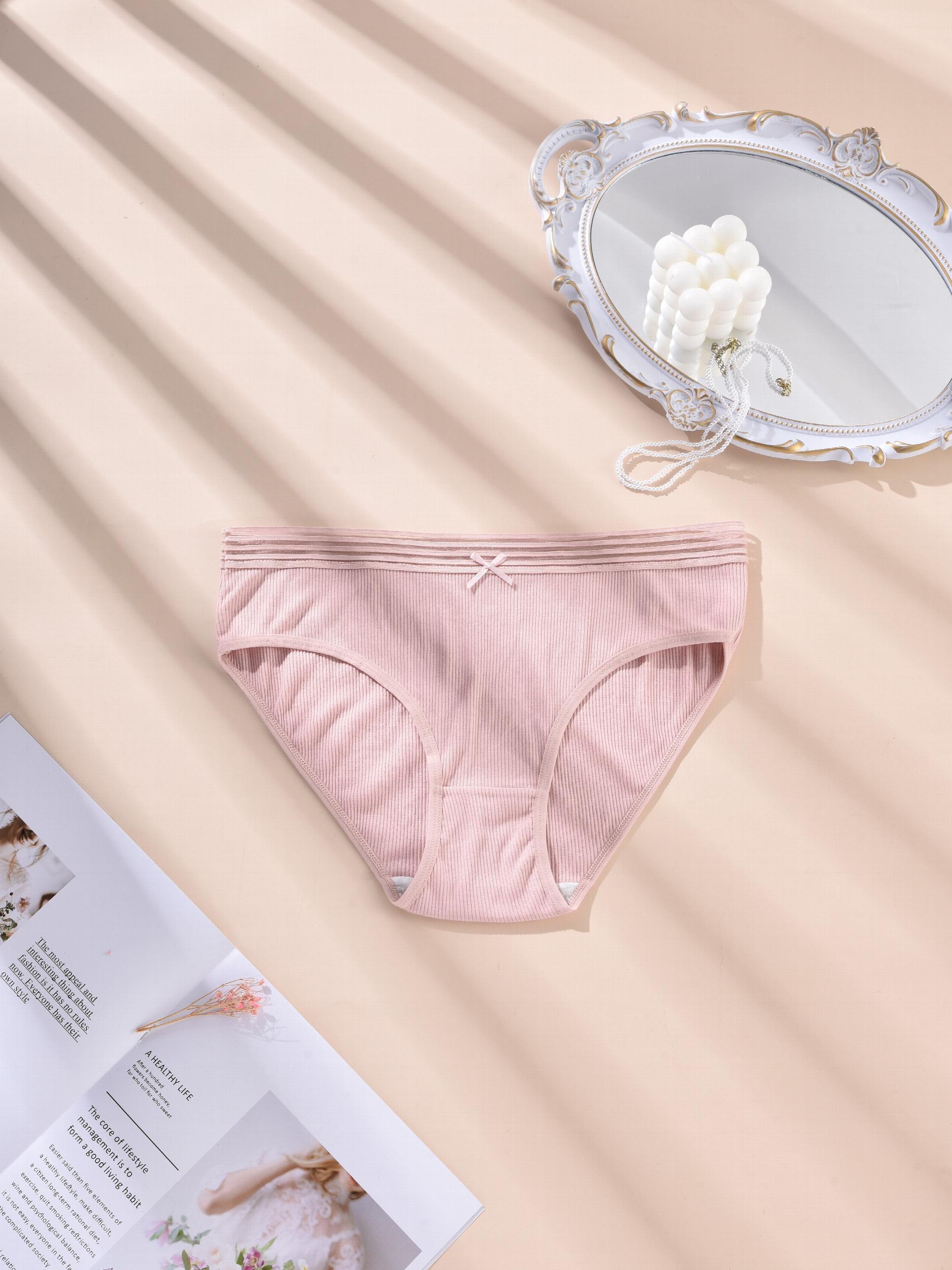 3-Pack Plus Size Striped Bow Knot High Stretch Panties