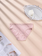 3-Pack Plus Size Striped Bow Knot High Stretch Panties