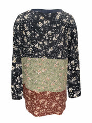 Colorblock Ditsy Print Cardigan