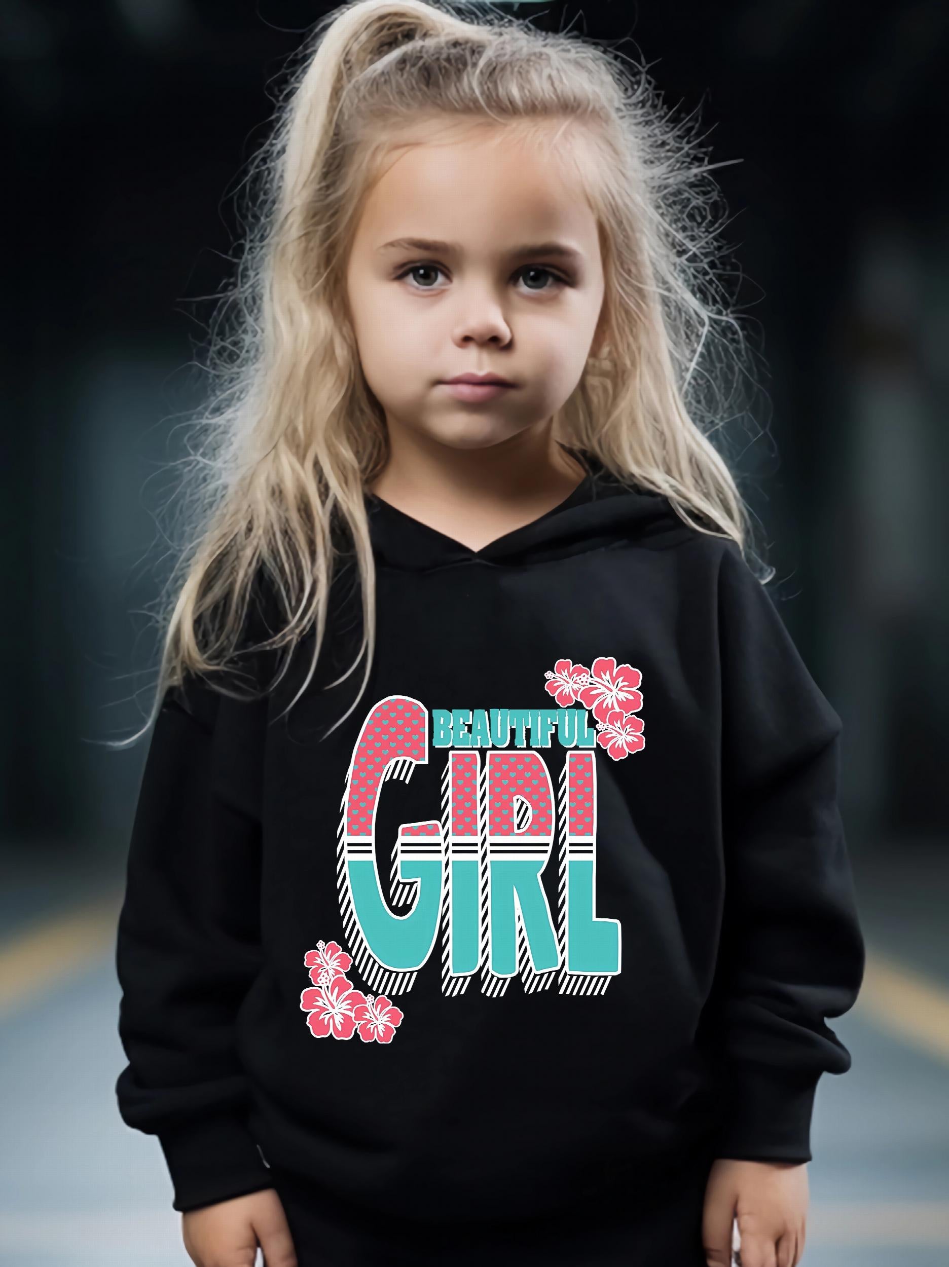 2pcs Girl Print Outfits Girls Hoodies Jogger Pants Set