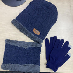 3-Pack Winter Knitted Beanies Hats Gloves Scarf Touch Screen Men Women