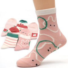 5Pairs Girls Kids Cartoon Crew Socks for Spring Summer