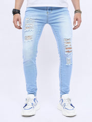 Distressed Knee Ripped Slim Fit Jeans