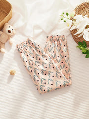 Tulip Floral Print Jogger For Girls Elastic Waist Casual Sweatpants
