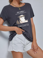 Cat Graphic Crew Neck Short Sleeve T-shirts Casual Sports Top