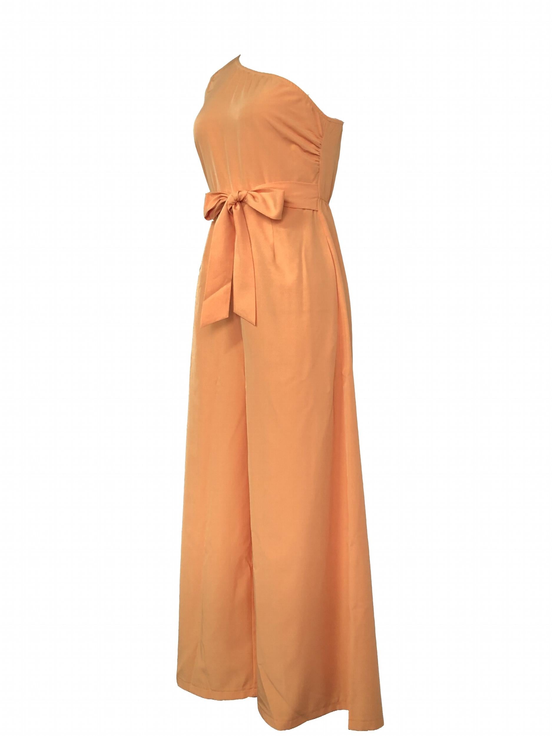 Wide Leg Lace Up Jumpsuit One Shoulder Sleeveless