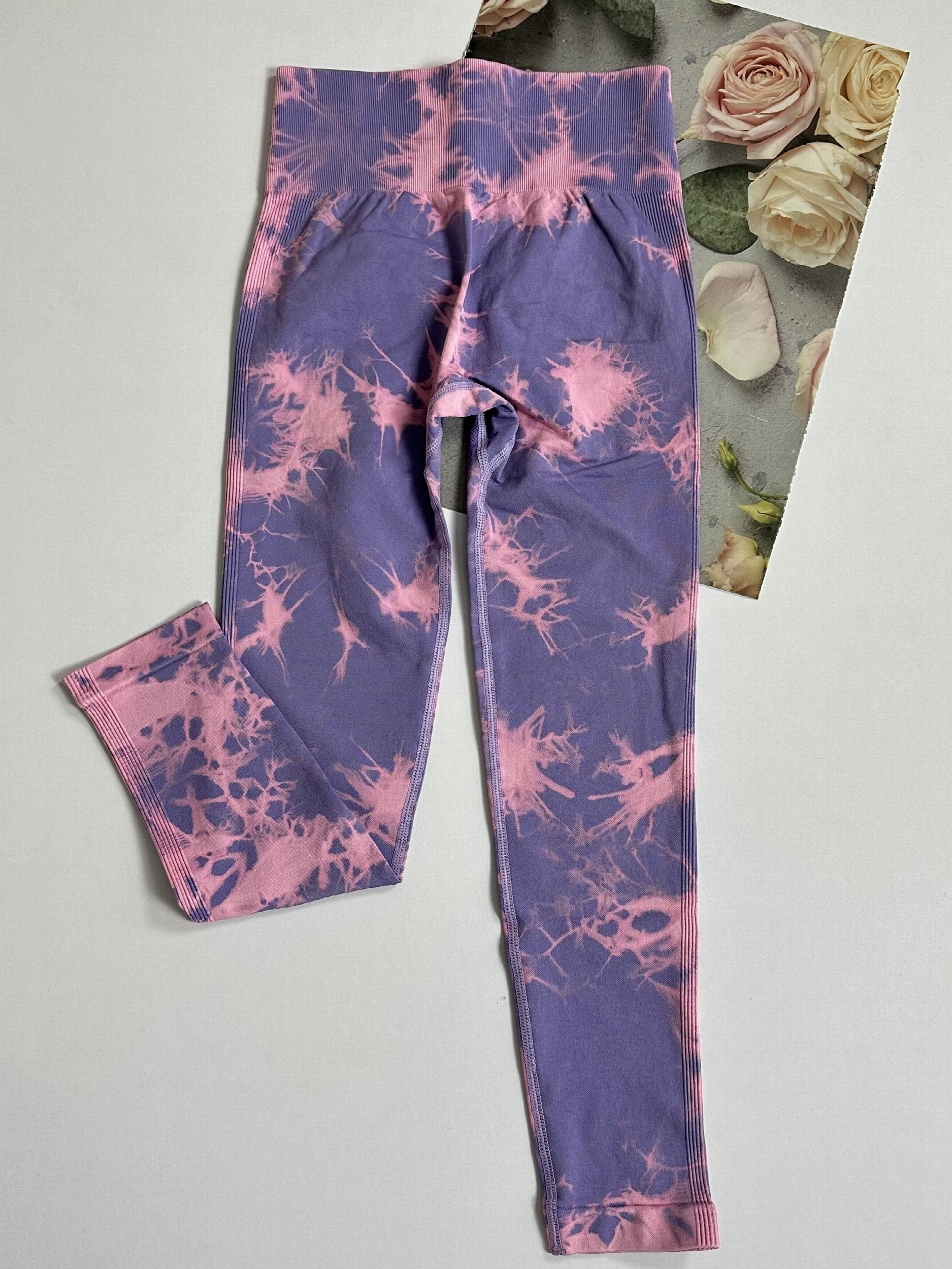 Tie Dye Seamless Yoga Pants High Waist Butt Lifting Breathable Sports Trousers