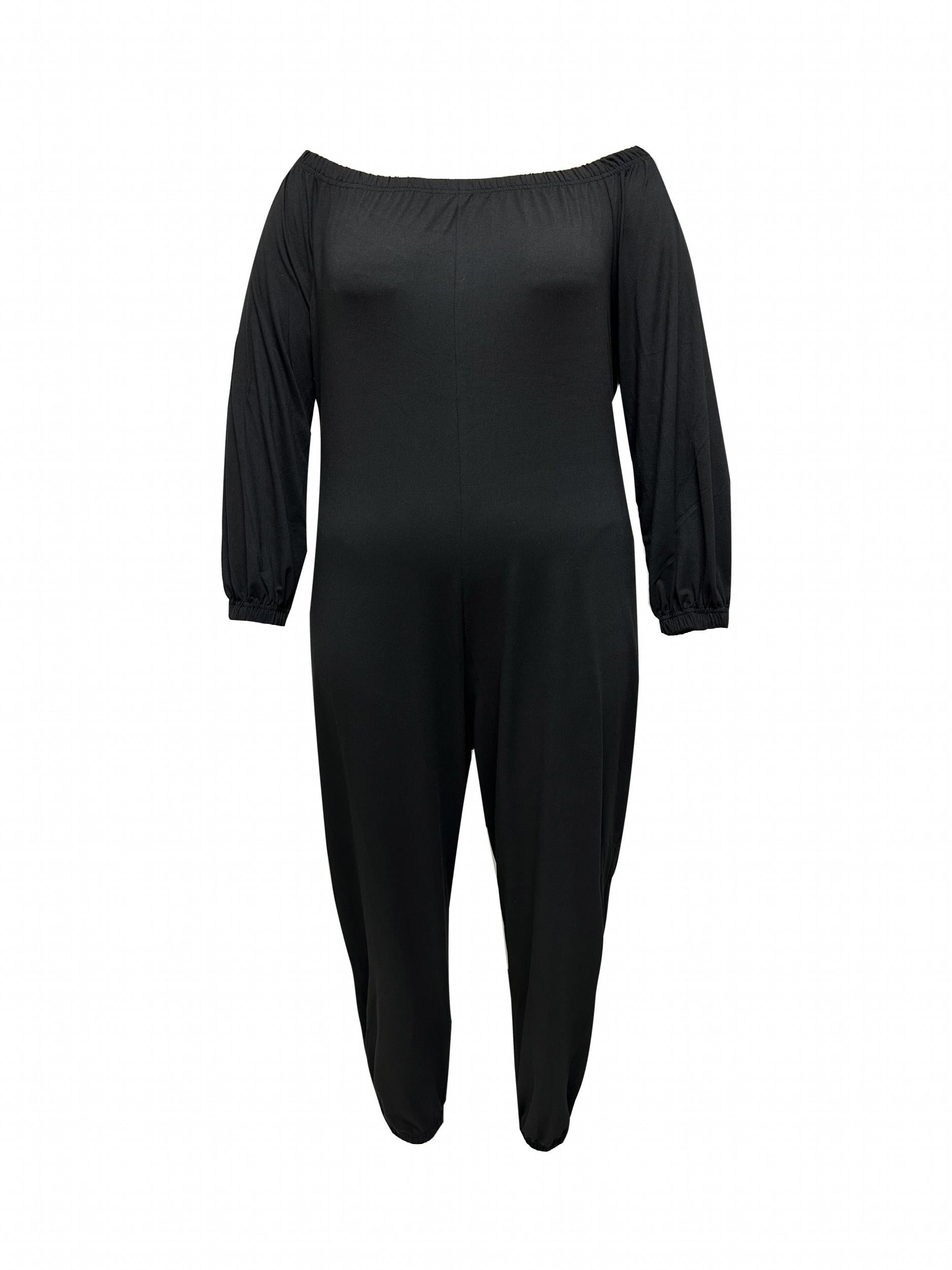 Off Shoulder Tapered Leg Jumpsuit with Pockets