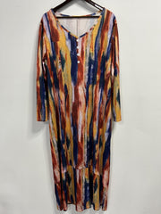 Tie Dye Maxi Dress with V Neck and Pockets