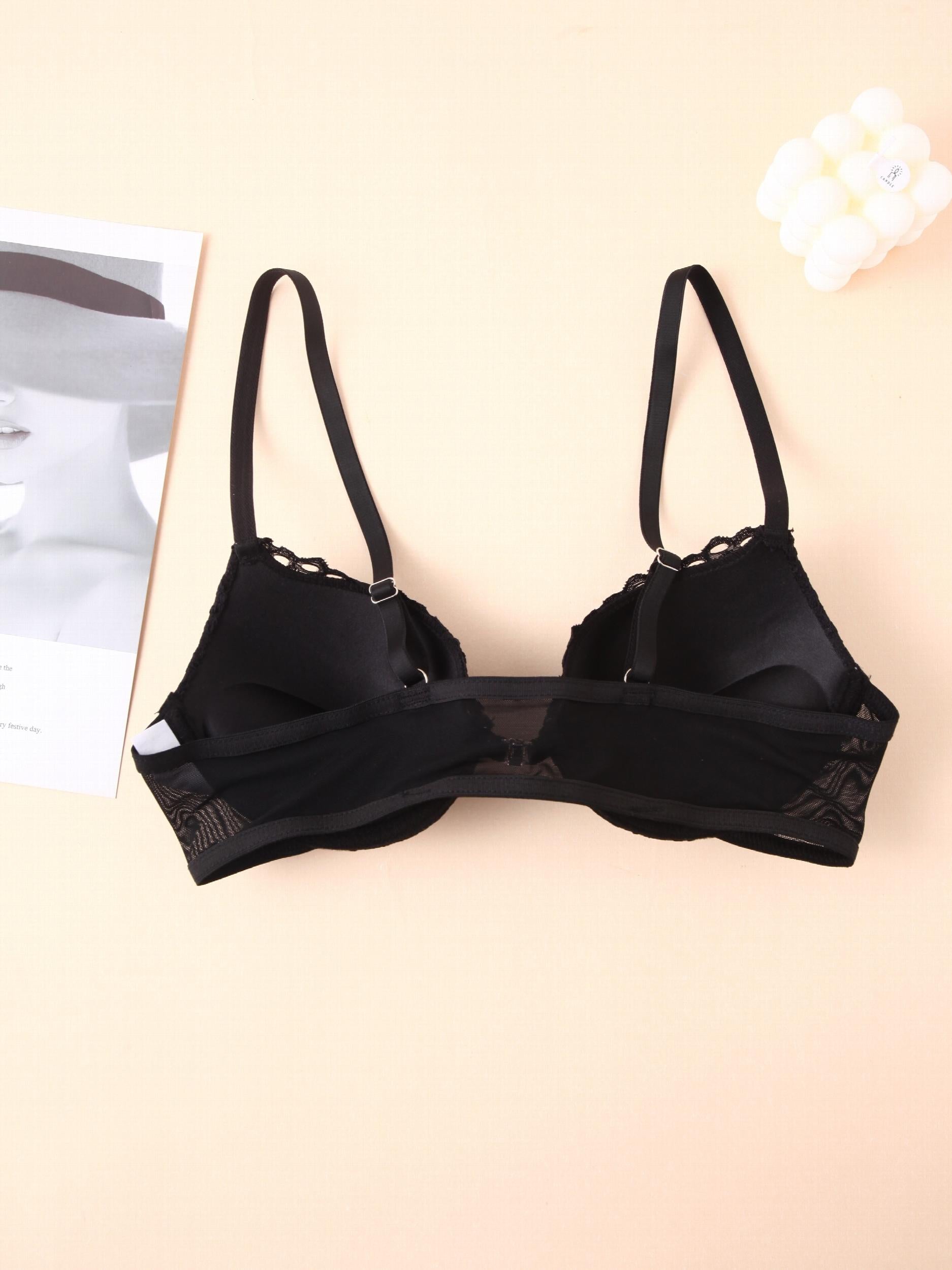 2 Pcs Lace Push Up Wireless Bra Comfy & Lightweight Women's Lingerie