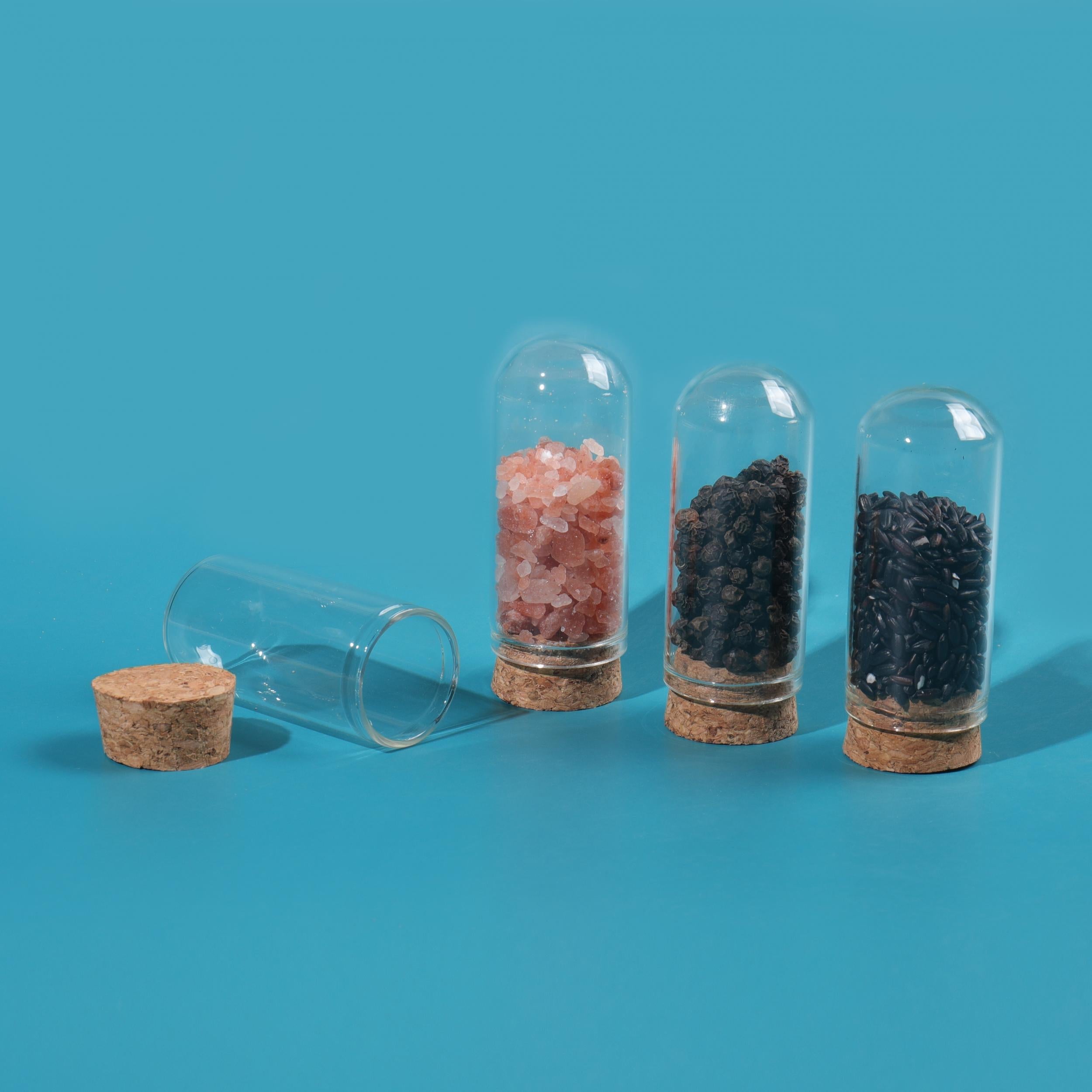 8pcs 50ml Round Bottom Test Tube Glass Bottle with Cork Plug