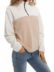 Half Zipper Casual Pullover Sweatshirt Mock Neck Activewear