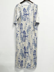 Casual Dress Women's Plus Floral Print Short Sleeve V Neck Dress