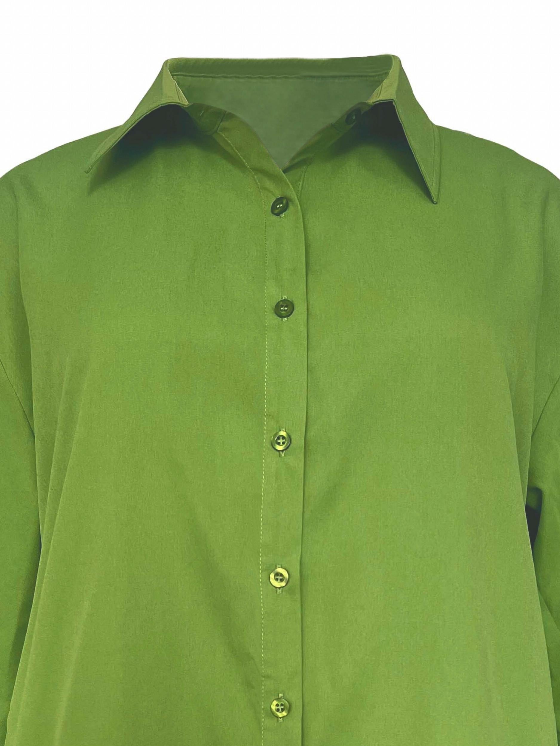Solid Button Up Long Sleeve Blouse