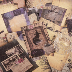 100 Pcs Vintage Scrapbook Material Paper Set - Magic Dark Style DIY 9x13.97 Cm