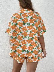 Floral Print Blouse & Shorts Set