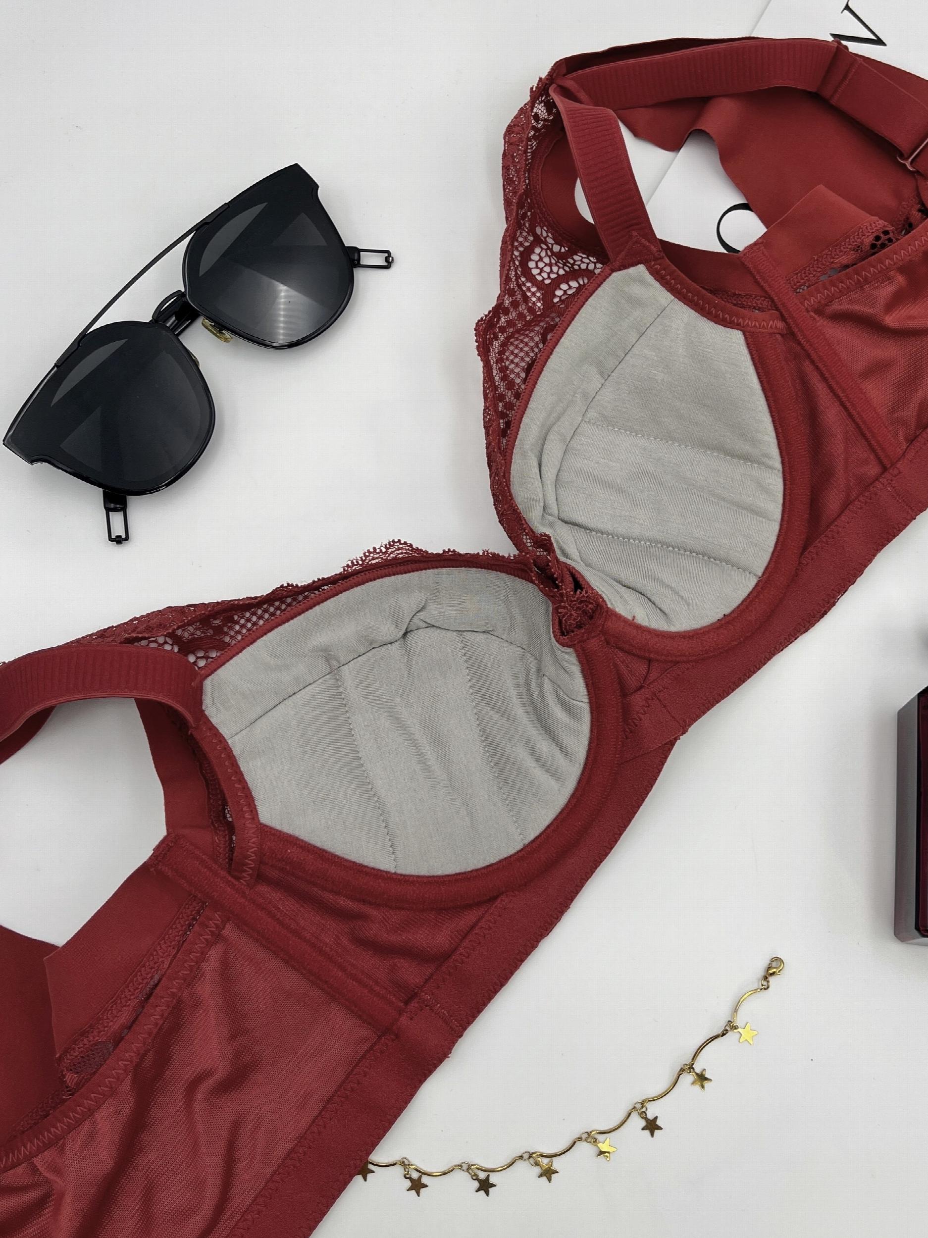 Contrast Lace Push Up Bra Wide Straps