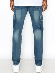 Men's Distressed Denim Pants Tapered Fit