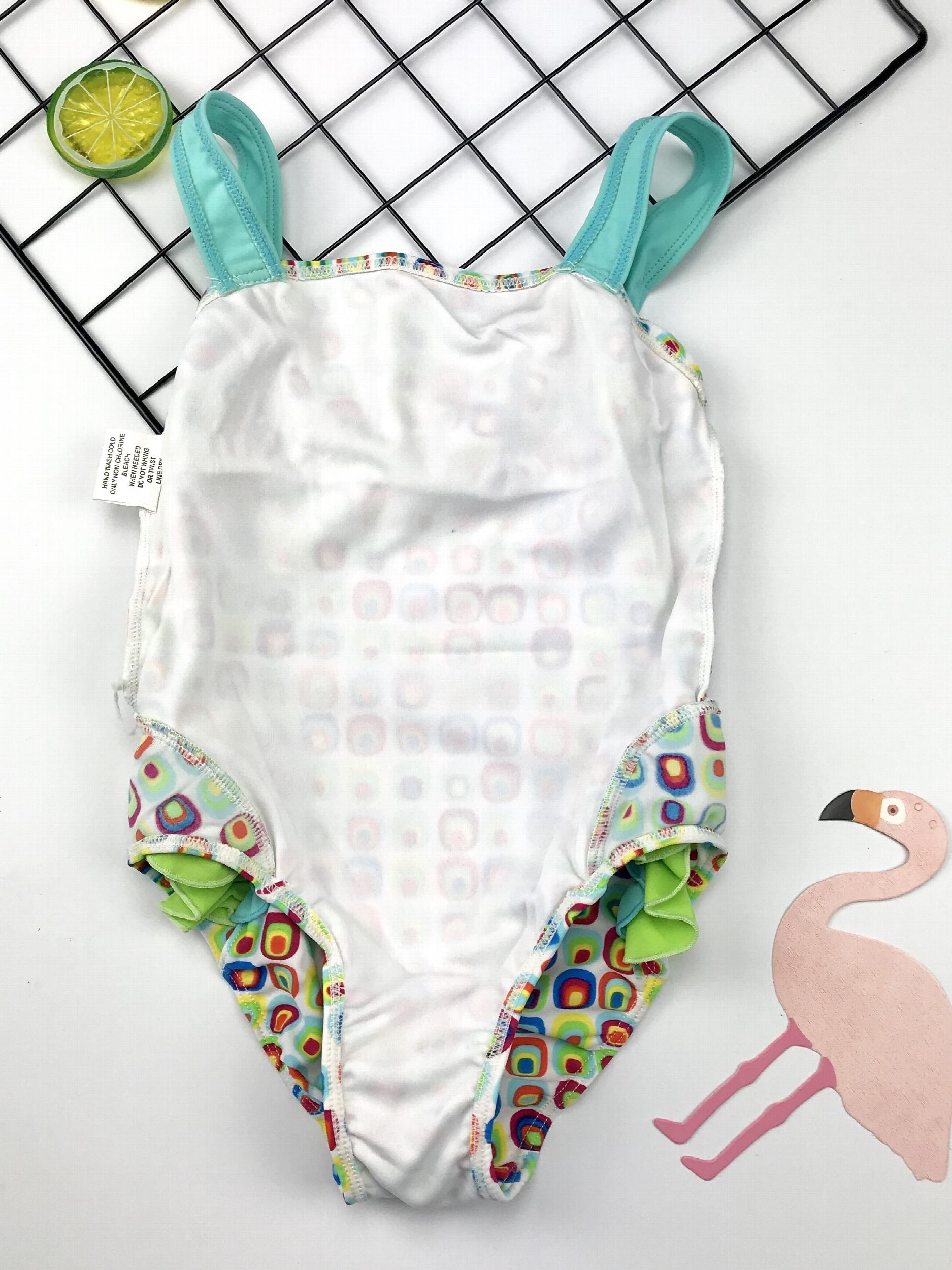 Toddler Girl's Geometric Pattern Onesie Swimsuit Ruffle Tankini Camisole
