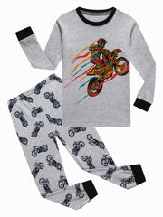 Boys Motorcyclists Print Pajama Set