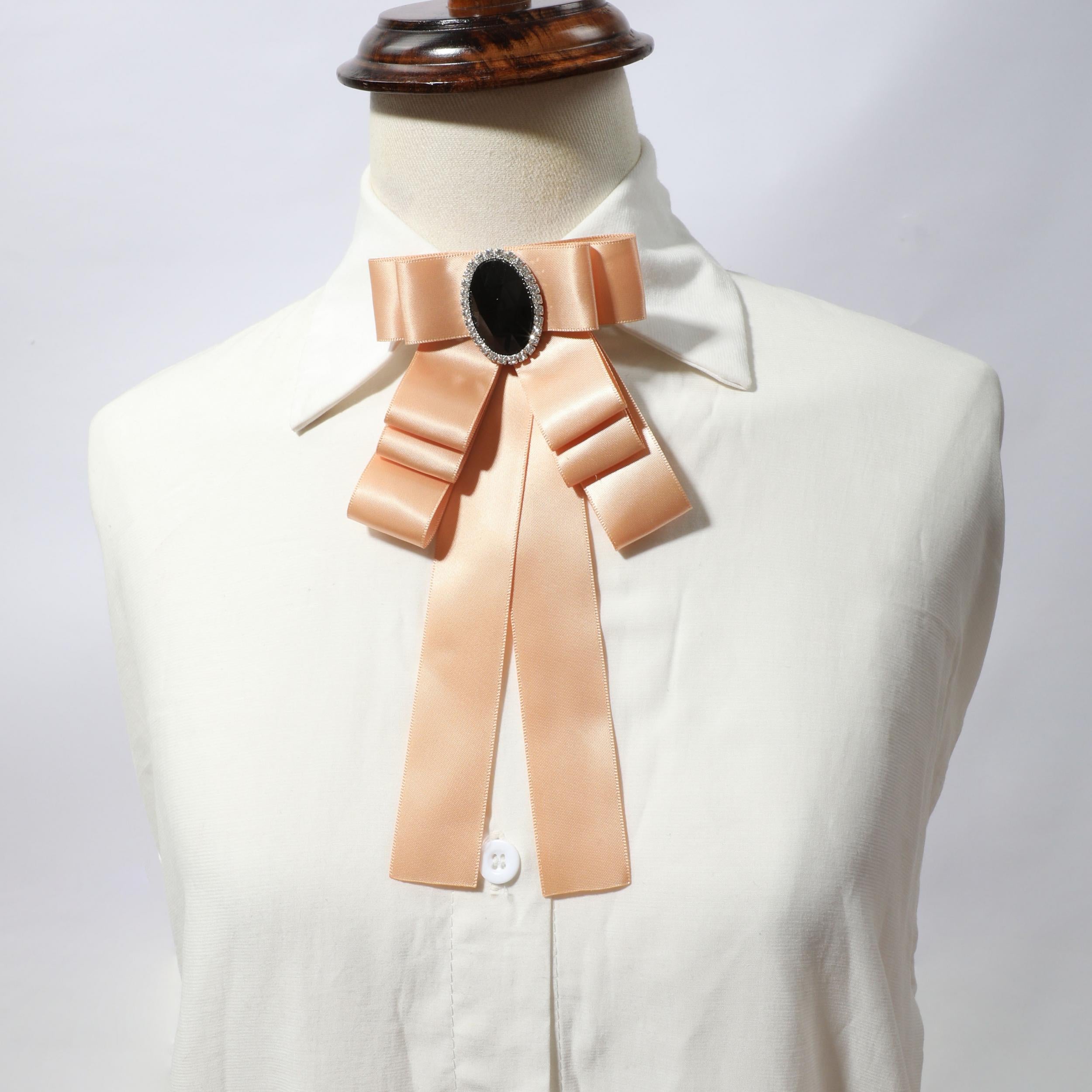 Khaki Layer Bow Tie with Rhinestone Inlay for Party Prom Dress