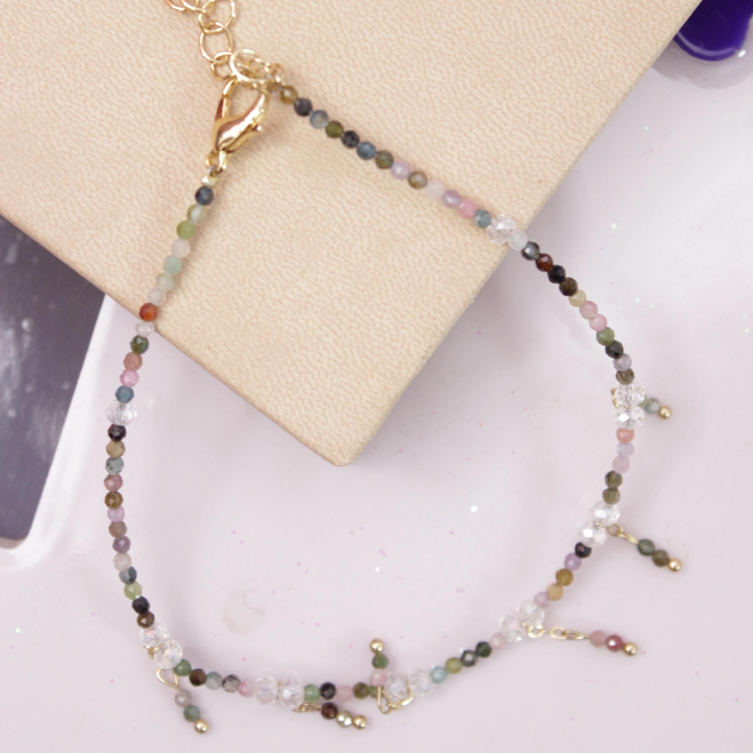 Natural Stone Amethyst Tourmaline Lucky Anklet Beaded Anklet For Kids