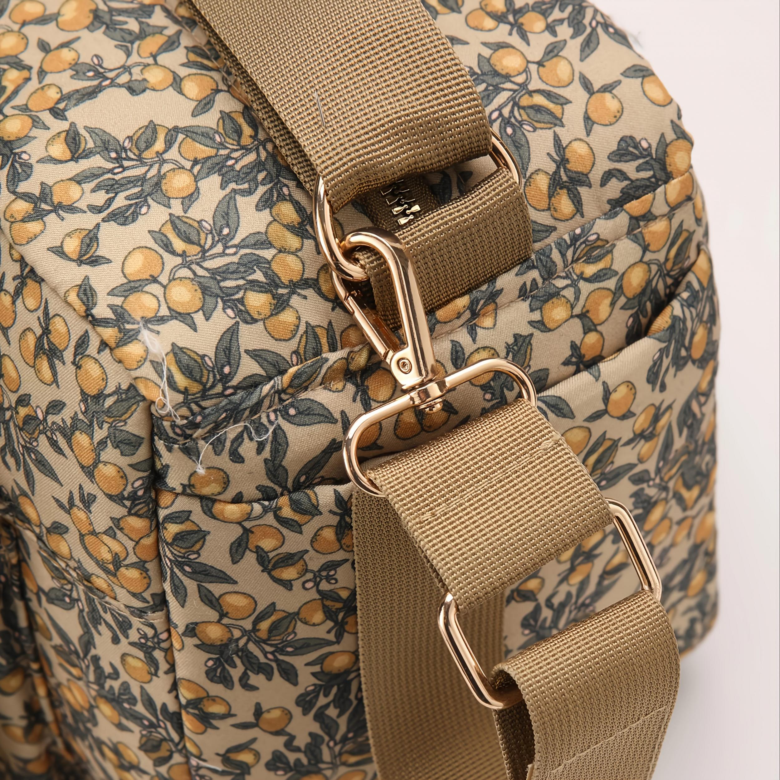 Brown Leaf & Lemon Print Diaper Bag Mommy Organizer