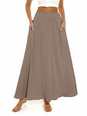 Pleated Long Skirt Loose Casual Skirt For Spring & Summer