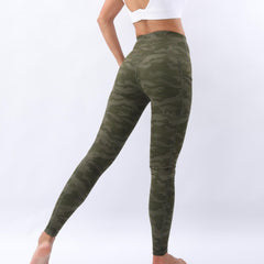 High Waist Camo Yoga Leggings with Pocket