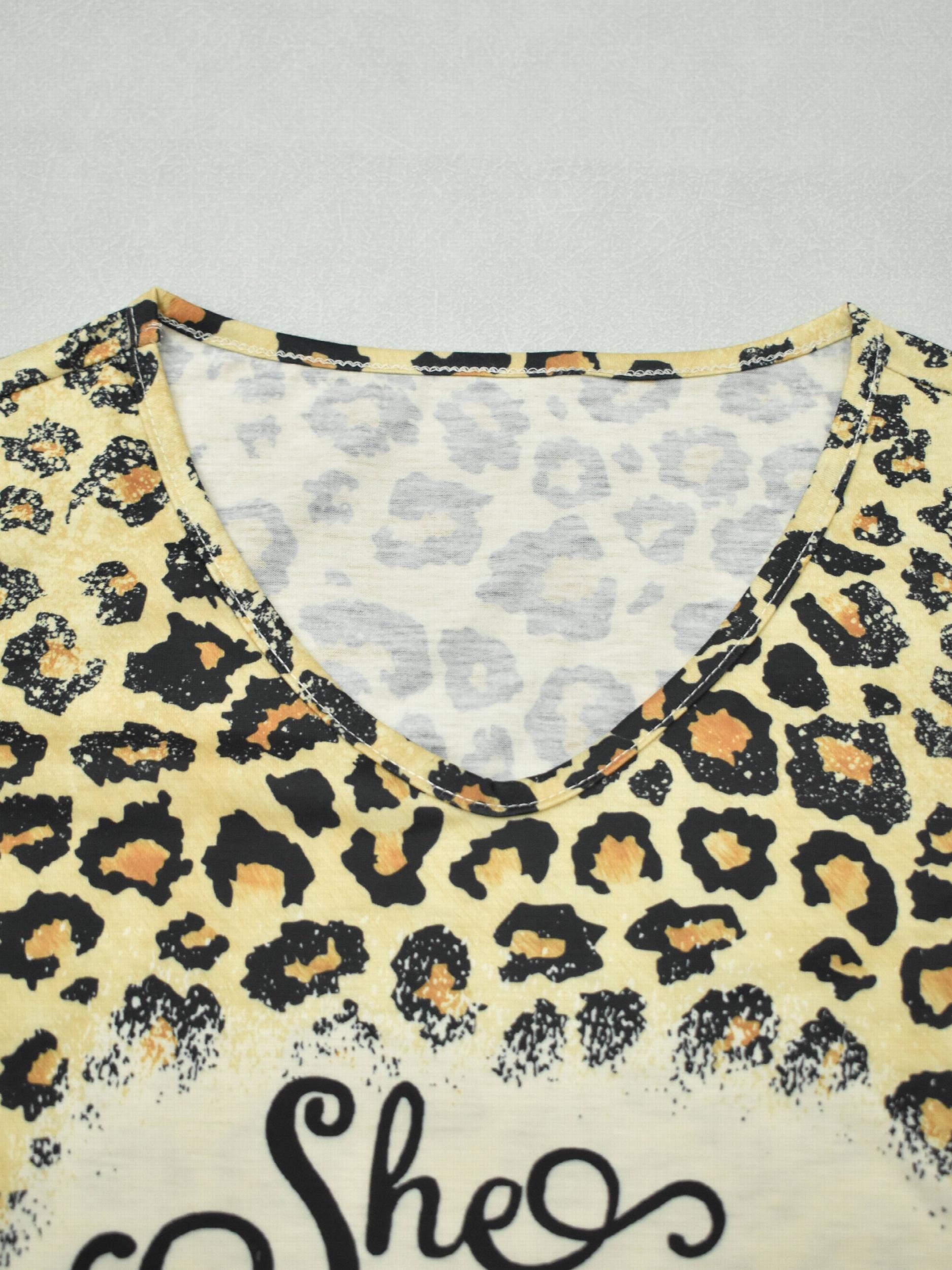 Leopard & Letter Print Tank Top Sleeveless Round Neck Casual Top Spring & Summer