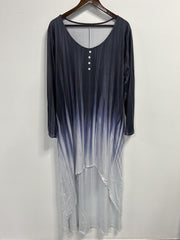 Colorblock Ombre Print Maxi Dress With Pockets
