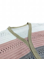 Colorblock Open Front Cardigan
