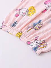 Easter Pajamas Set Women's Plus Cartoon Bunny & Easter Egg Print