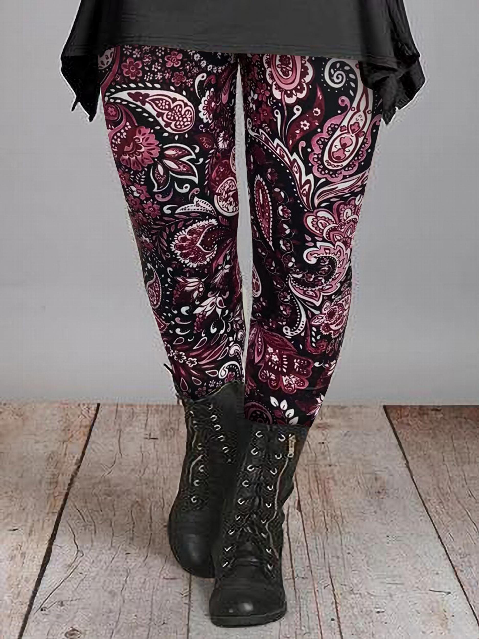 Boho Paisley Print High Rise Leggings