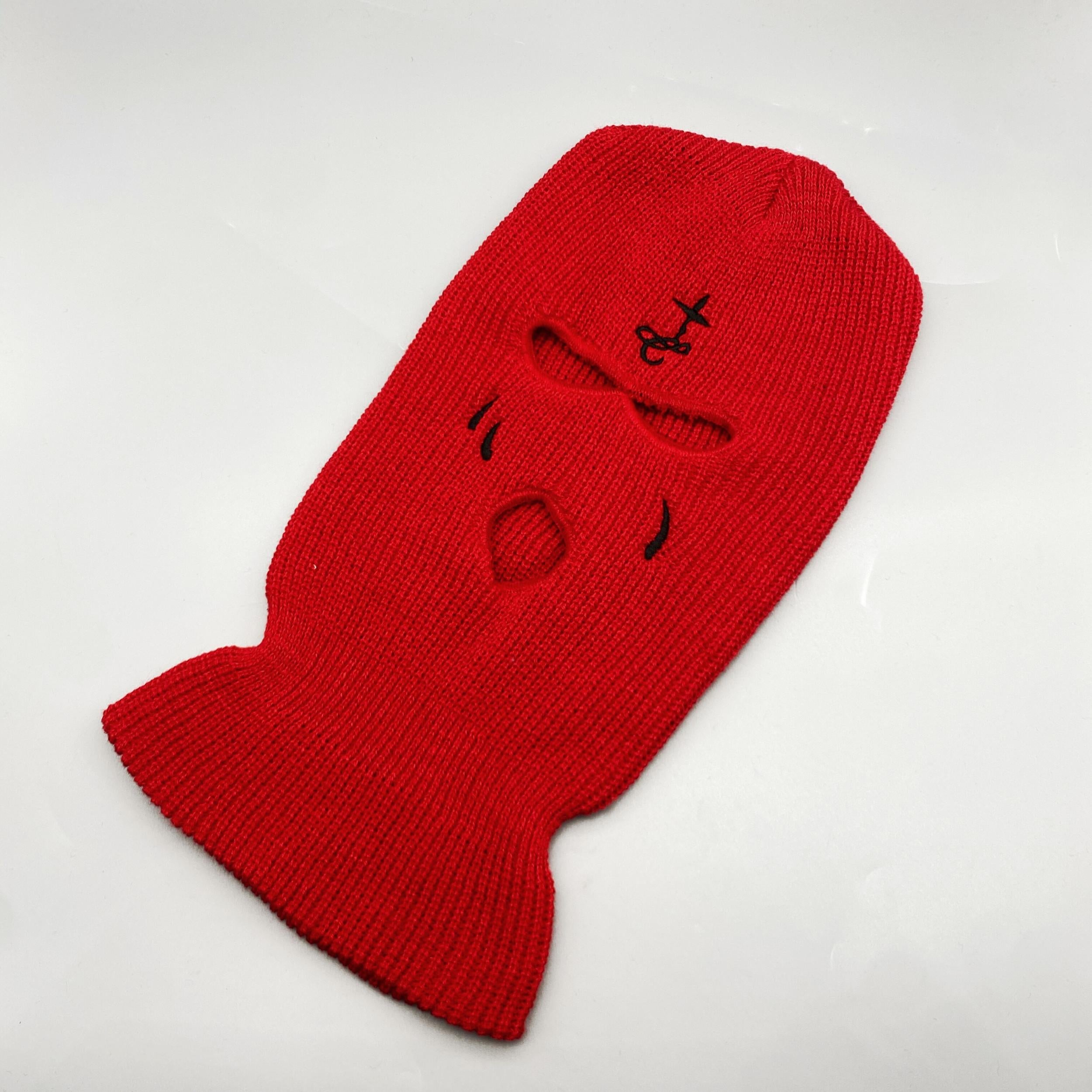Funny Tear Embroidery Balaclava Y2K Ski Mask Anime Hip Hop Knit Hat