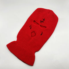 Funny Tear Embroidery Balaclava Y2K Ski Mask Anime Hip Hop Knit Hat