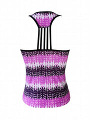 Tie Dye Print Hollow Out Purple 2 Piece Tankini Swimsuit
