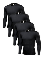 4 Pcs Men's Comfy Sports Compression T-shirts for Fitness Activities