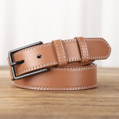 Square Buckle Leather Belt Casual Vintage Jeans Belt For Men