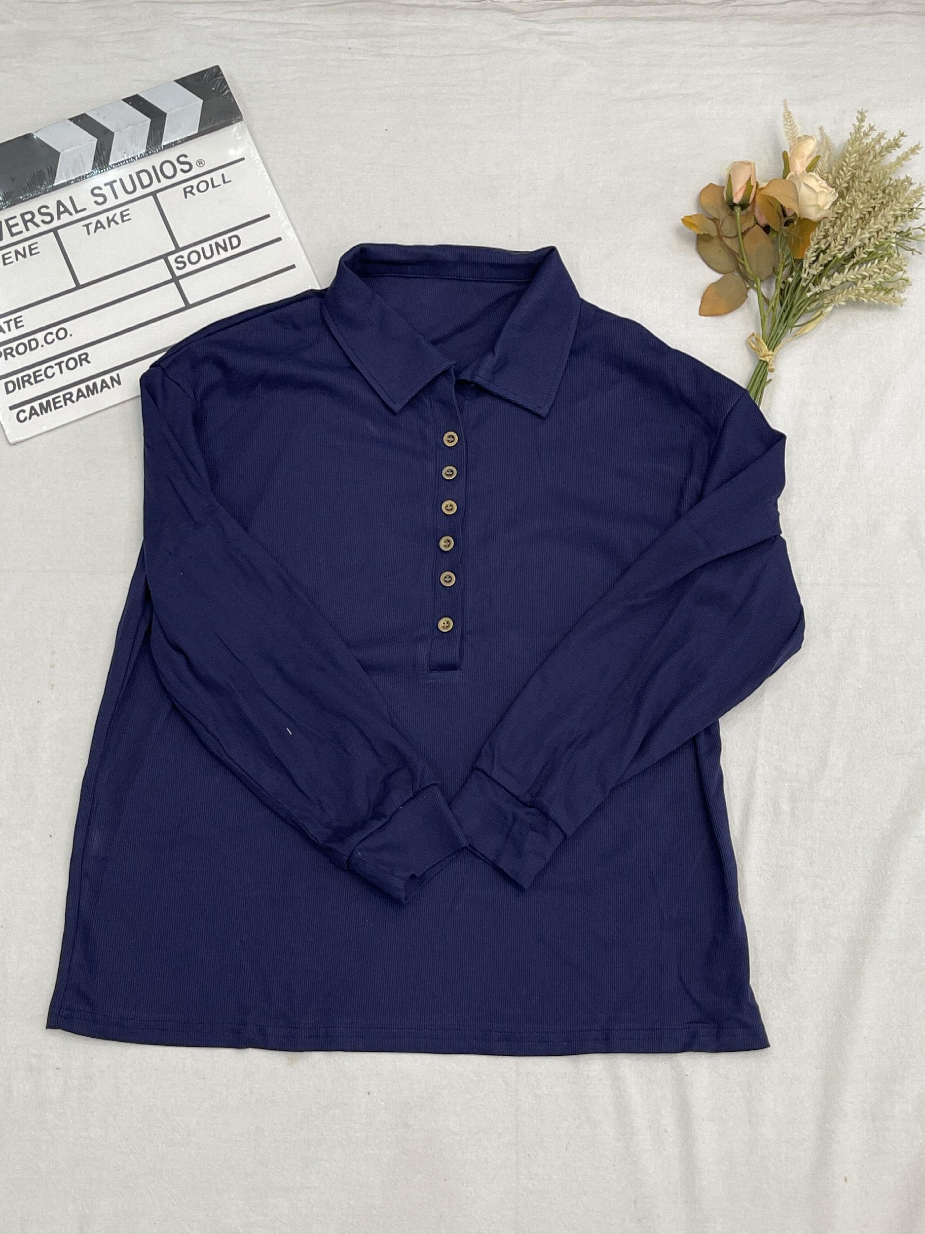 Casual Sweater Solid Knitted Long Sleeve Button Up Pullover Jumper