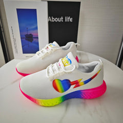 Women's Heart Rainbow Sneakers Low Top Running Trainers