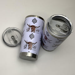600ml Vintage Cowboy Pattern Stainless Steel Tumbler - Leakproof & Shatterproof