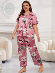 Floral Print Shirt & Pants Pajama Set