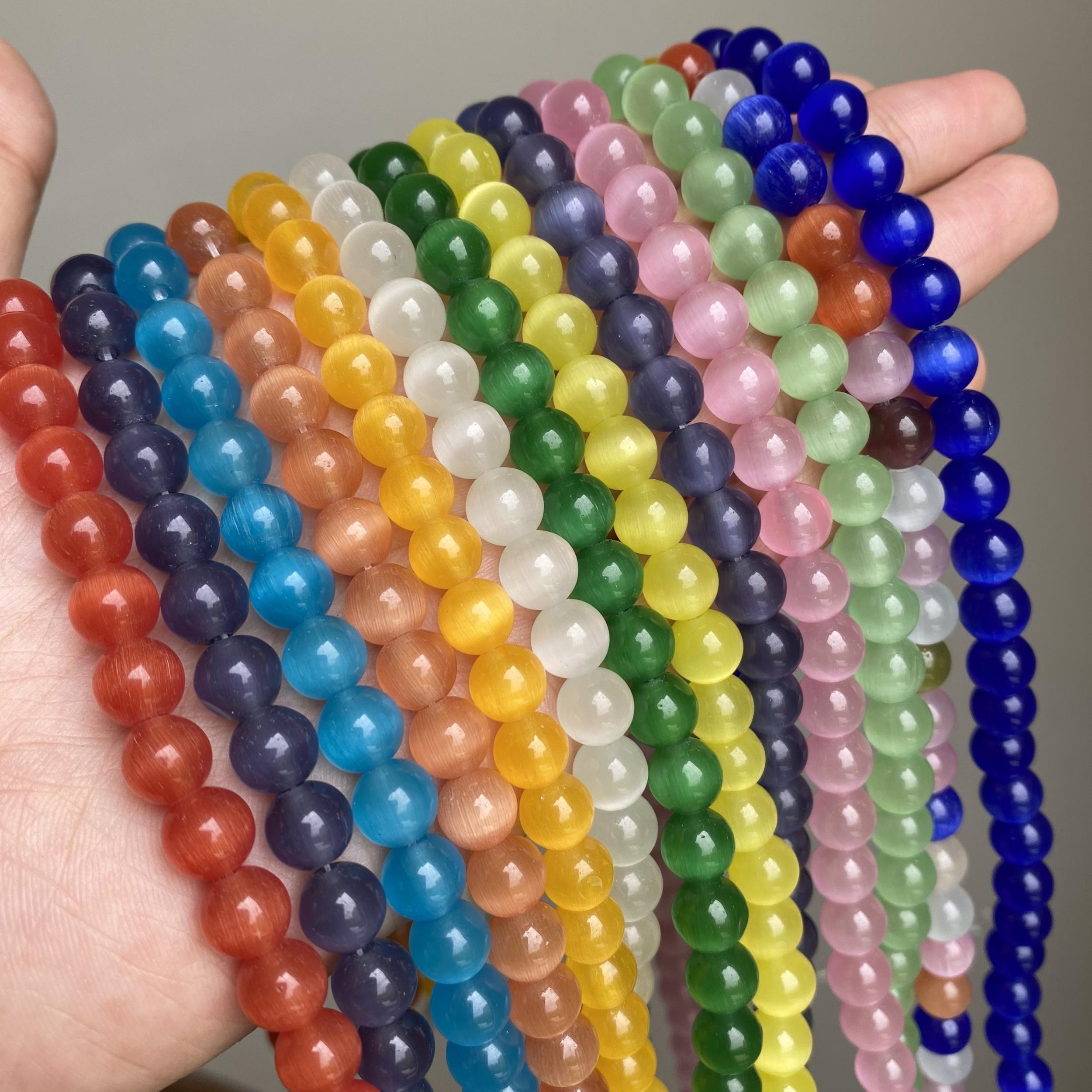 Moonstone Cat Eye Stone Beads Round Loose Spacer Beads DIY Jewelry Making 15mm