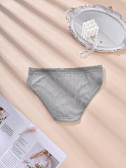 3-Pack Plus Size Striped Bow Knot High Stretch Panties