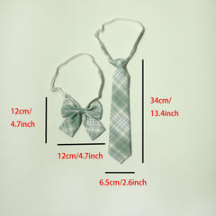 Green Plaid Bowtie Classic Women Casual Bow Tie Neck Tie